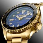 SEIKO Reloj automático para hombre - Colección 5 Sports - Reloj deportivo para hombre con acabado dorado de acero inoxidable - Resistente al agua 100M