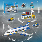 City Passenger - Juego de construcción de avión de pasajeros, 886 piezas STEM 6 en 1, juguete de bloque de construcción con terminal, autobús de lanzadera, carrito de equipaje, regalos de cumpleaños de Navidad para niños y niñas de 6 a 12 años en adelante