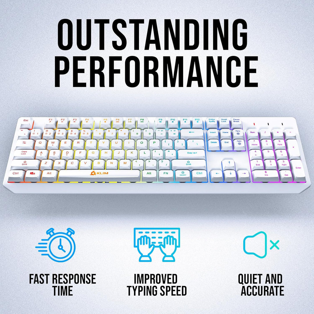 Teclado inalámbrico KLIM Chroma Blanco \u2013 Retroiluminación RGB,...