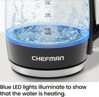 Chefman Hervidor Eléctrico, 1.8L 1500W, Hervidor de Agua Caliente, Tapa Desmontable para Fácil Limpieza, Apagado Automático, Protección contra Hervir en Seco, Filtro de Acero Inoxidable, Libre de BPA