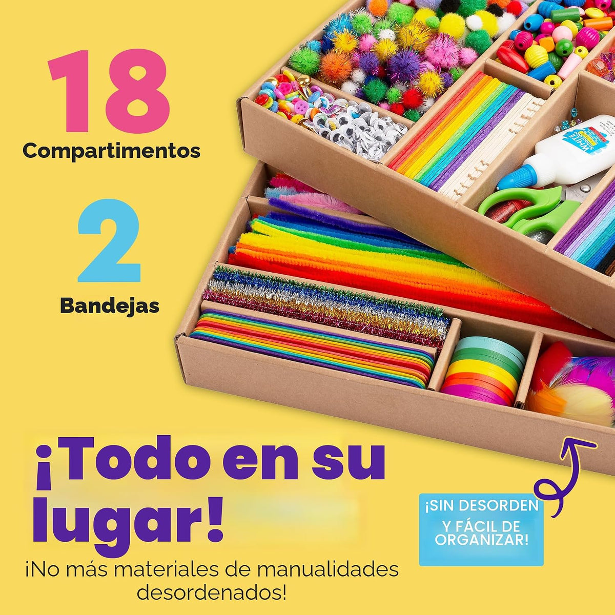Blue Squid Más de 3000 piezas de suministros de arte y manualidades para niños | Caja de kit de manualidades para niños de 4 a 5, 4 a 8, 6 a 8, 8 a 12 | Suministros y materiales para manualidades, juego de manualidades, caja de arte, regalos para niñas y