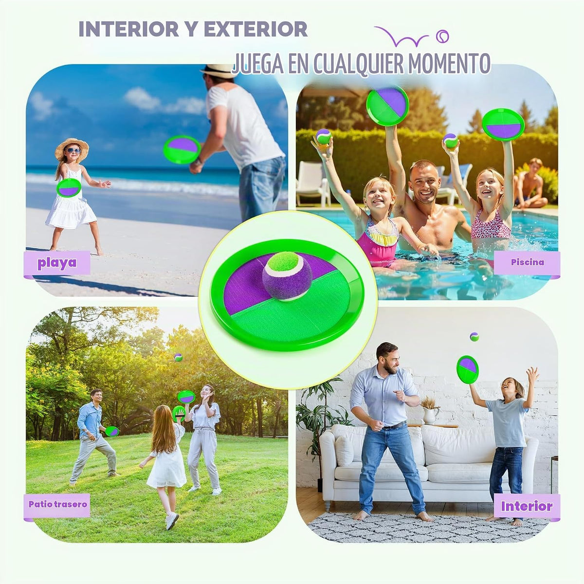 Juego de pelotas para lanzar y atrapar mejoradas – Juguetes de playa al aire libre Juegos de béisbol – Resistente y resistente al agua para el patio de la piscina – Regalo clásico para niños