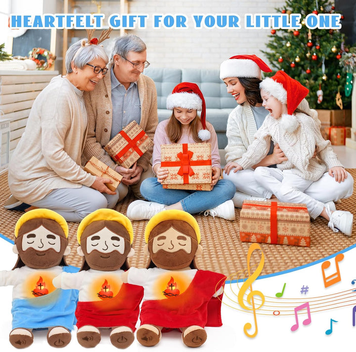 Yelakey Juguetes de peluche calmante de Jesús con luz y sonido, muñ...