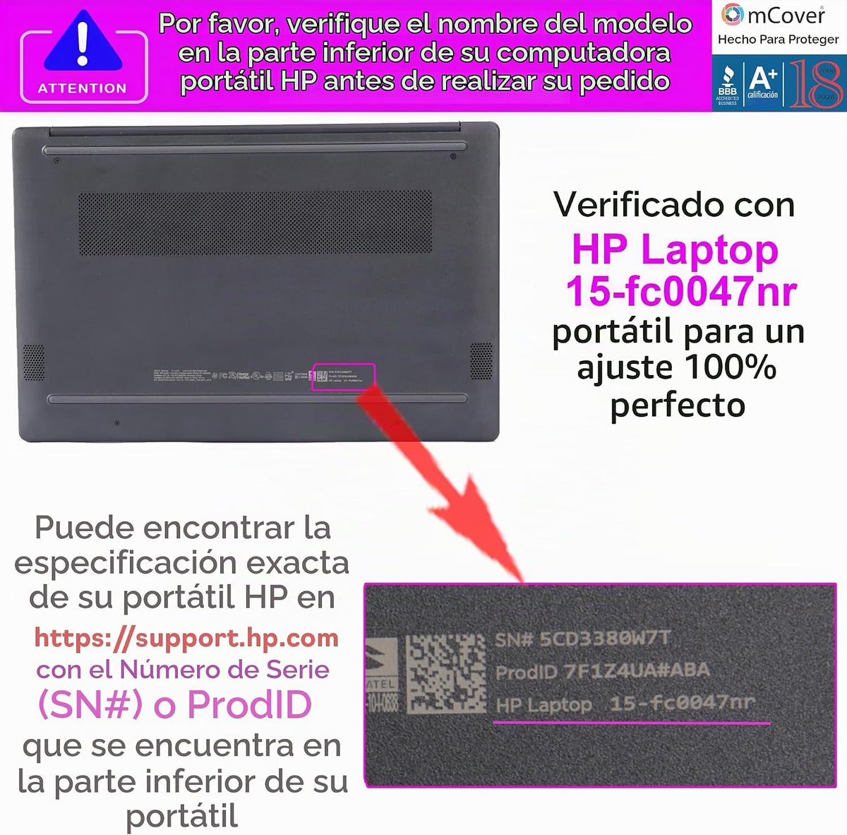 Funda mCover Compatible SOLO para portátil HP de 15.6 pulgadas 15-F...