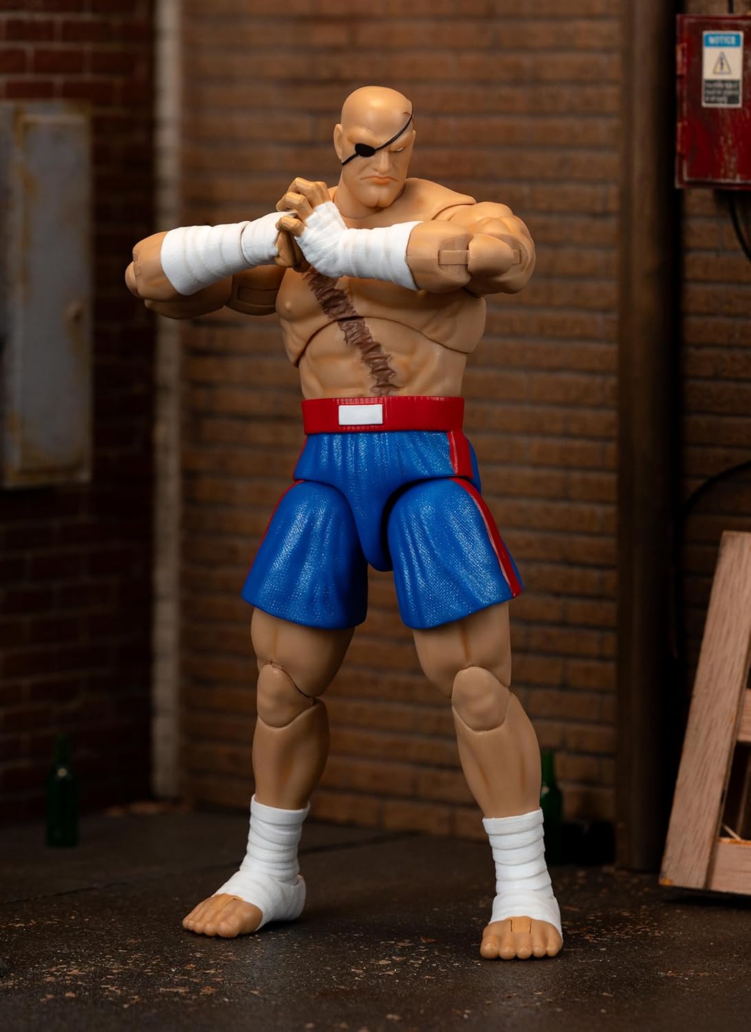 Jada Street Fighter II Sagat Deluxe - Figura de acción a escala 1:12, altamente articulada