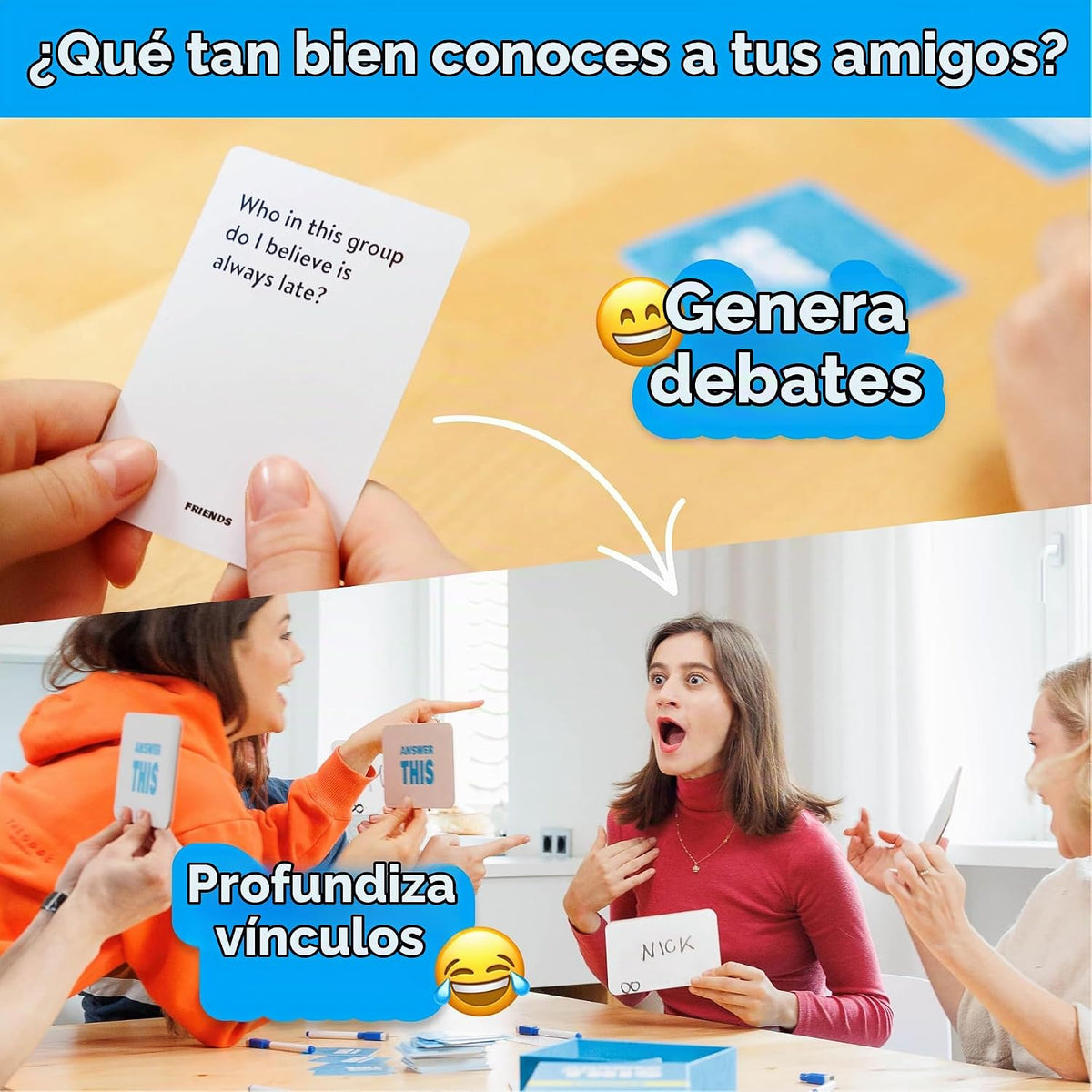 Answer This - Friends - ¿Qué tan bien conoces a tu familia y amigos? - Juego de cartas para fiestas divertido para adolescentes y adultos - Gran iniciador de conversación