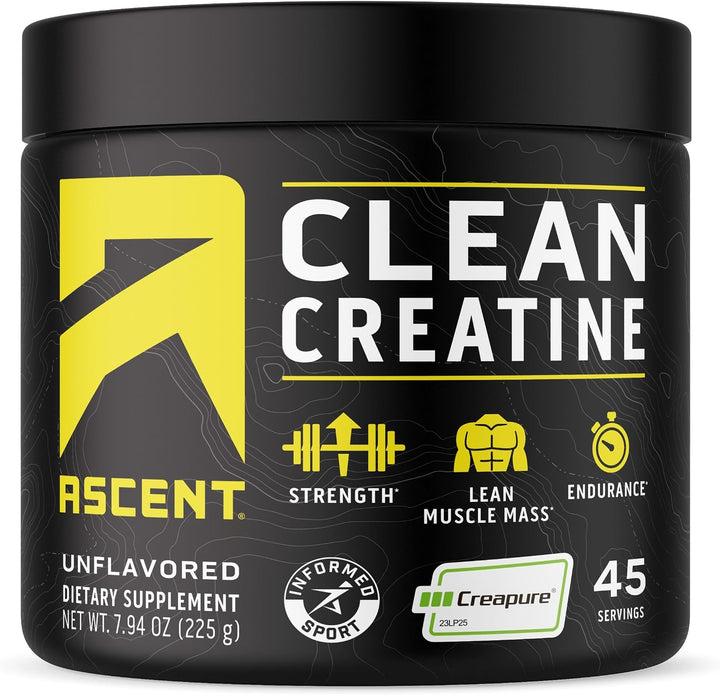 Ascent Creatina Monohidrato Limpia en Polvo - 5G Por Porción, Suple...