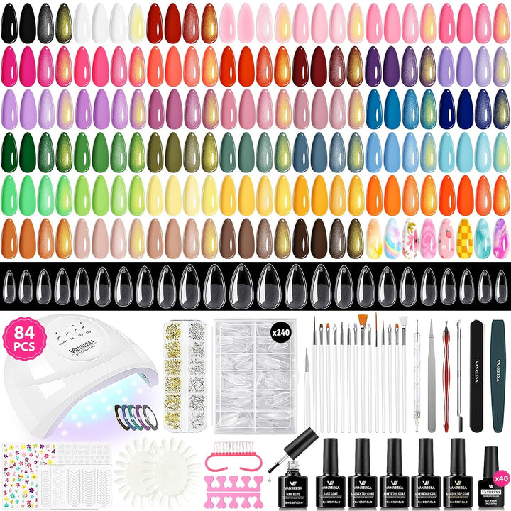 VANREESA Kit de 84 Piezas de Esmalte de Uñas en Gel con Luz UV y Pu...