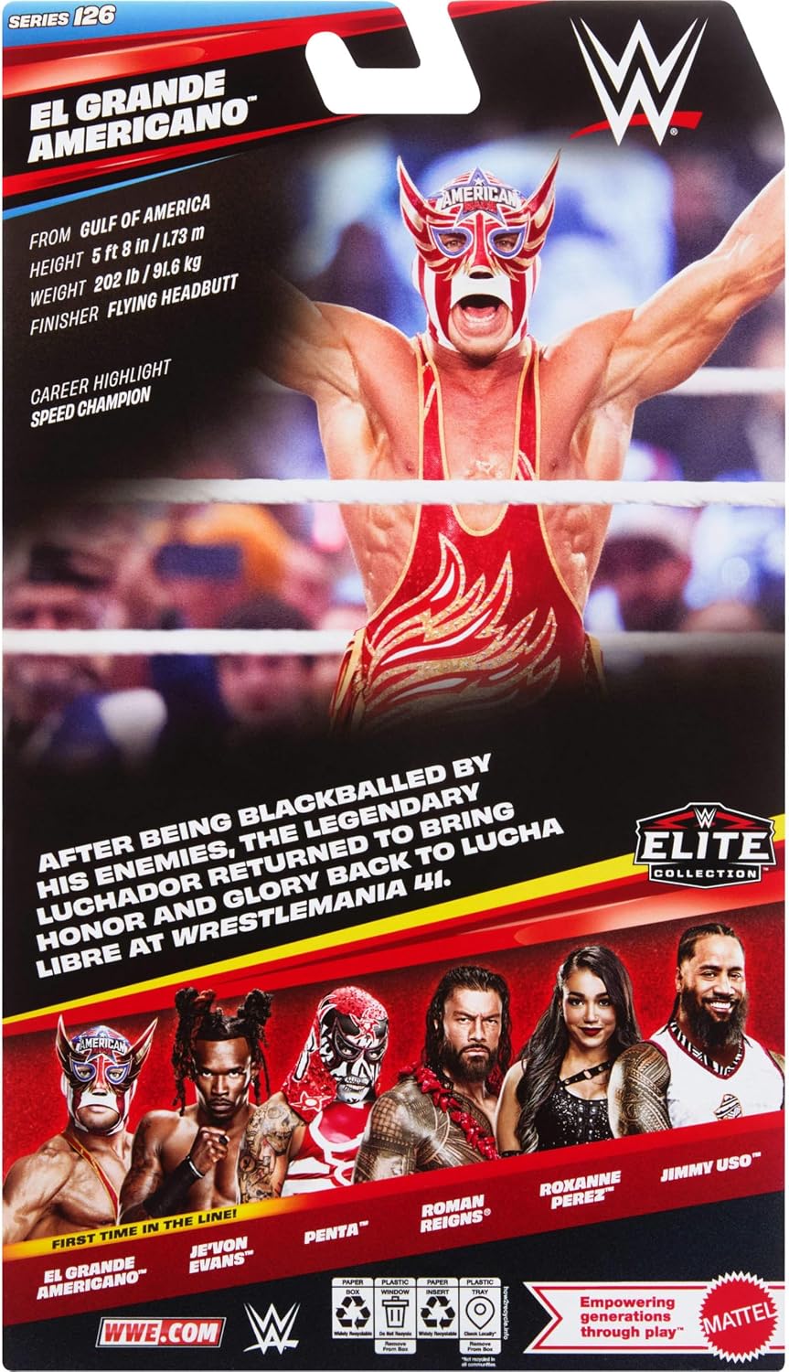 Mattel WWE Elite - Figura de acción y accesorios de El Grande Americano