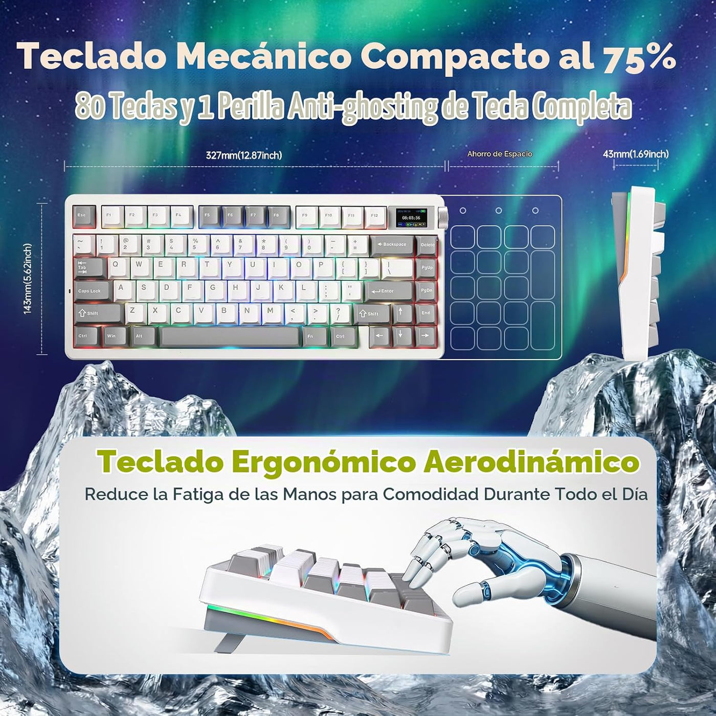 X Aula Nova75 - Teclado mecánico para juegos, 75% teclado inalámbri...