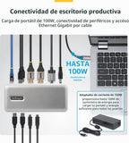 StarTech Dock USB-C Dual 4K 60Hz DisplayPort sin controladores, 100W, GbE, BYOD