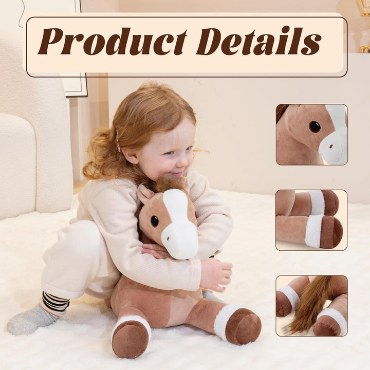 Jrystar Animales de peluche de caballo pesado, peluche grande de ca...