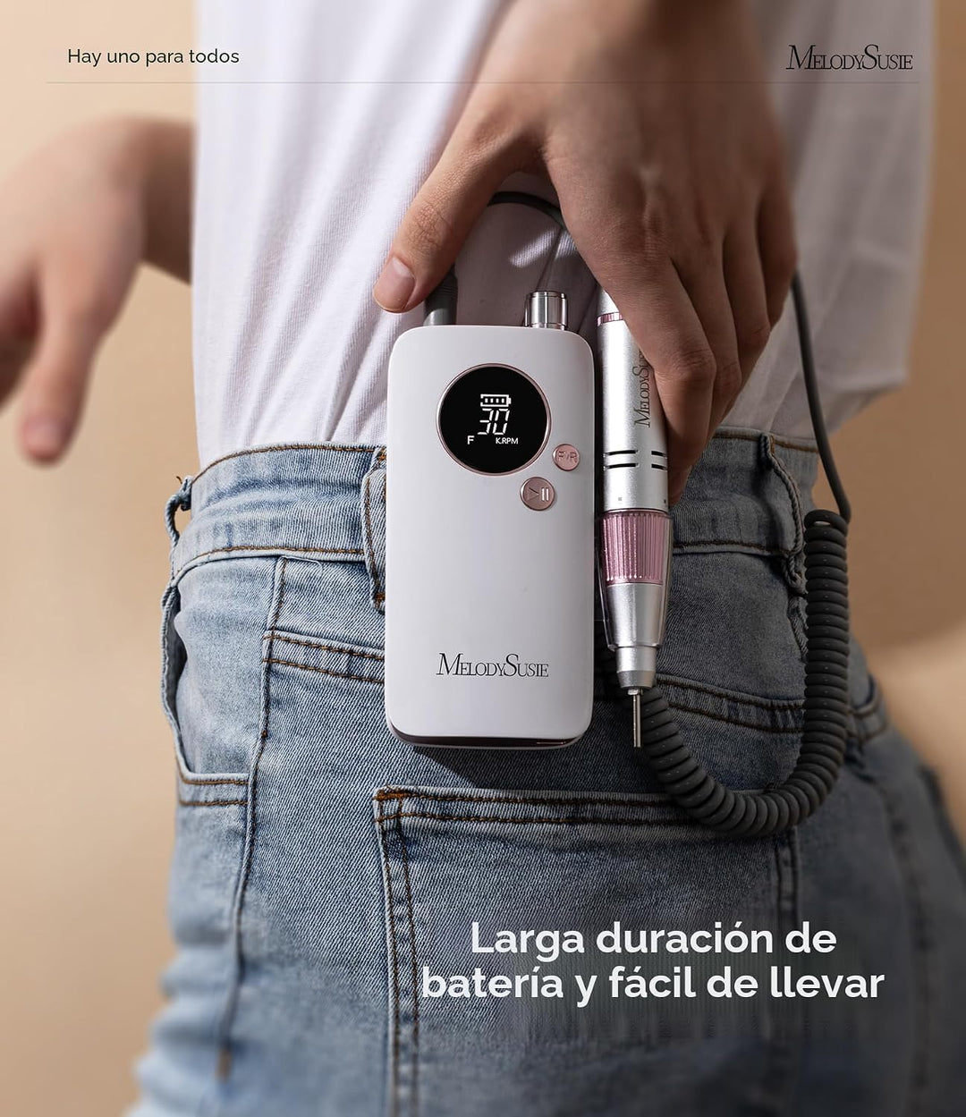 MelodySusie Taladro de uñas recargable con clip de nivel de entrada...