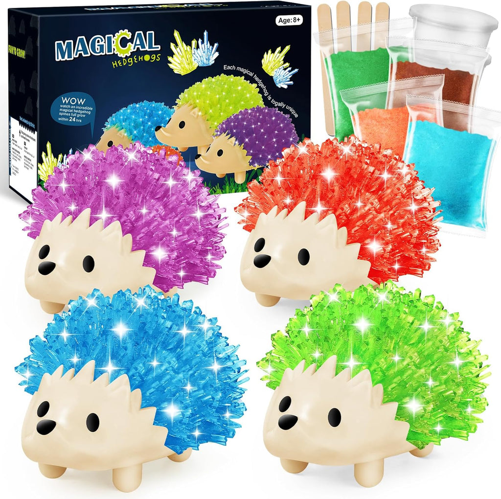 sdaymol Kit de cultivo de cristal para niños, 4 colores de erizo para crecer rápidamente (24 horas), experimentos científicos y juguetes educativos, kits de ciencia para niños de 8 a 12 años, regalos