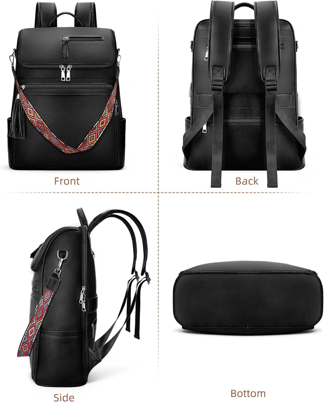SYTRAH - Mochila de cuero para laptop para mujer, Bolso de laptop d...