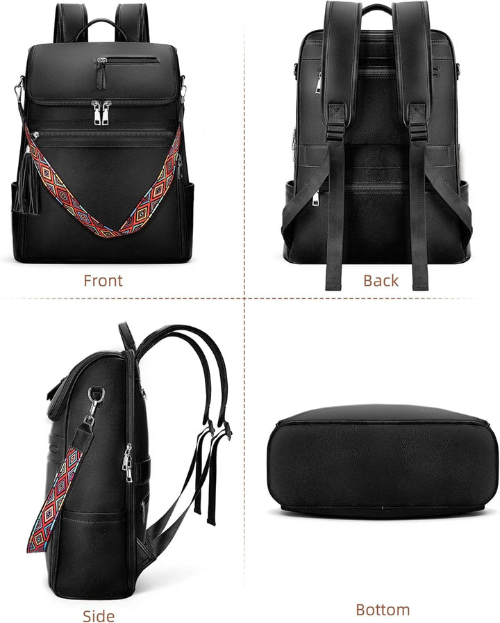 SYTRAH - Mochila de cuero para laptop para mujer, Bolso de laptop d...