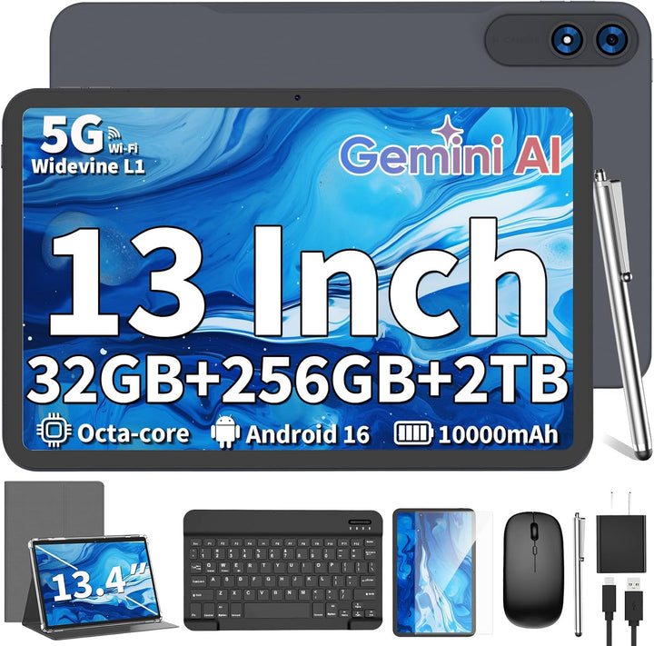 Tablet de 13 pulgadas con teclado, tableta Android 16 con Gemini AI...