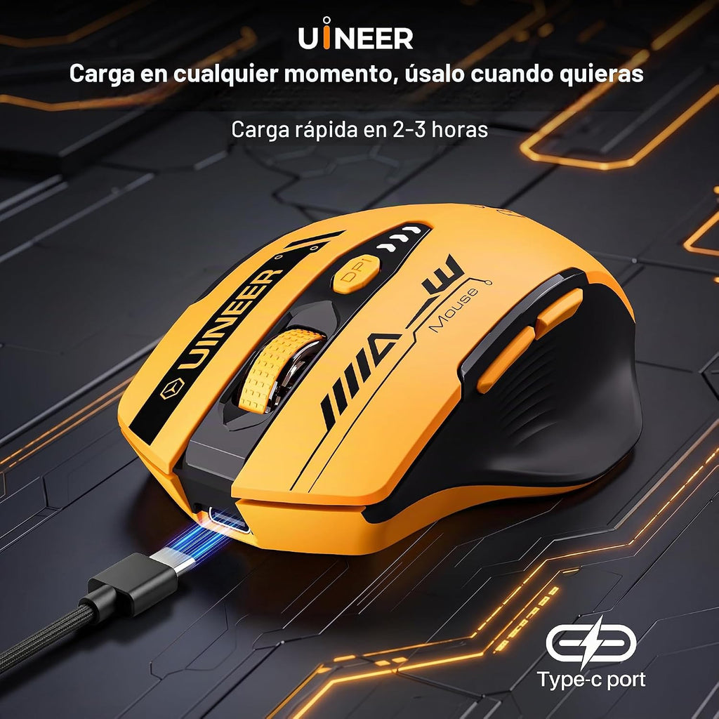 Uineer Ratón inalámbrico, Bluetooth 5.0/2.4G/cableado, 12.800 DPI