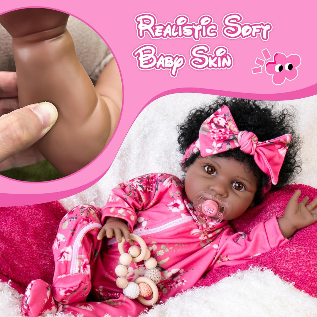 Aori - Muñeca bebé Reborn negra de 22 pulgadas, muñeca afroamerican...