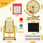Juego de bingo de 12.6 pulgadas de alto con jaula de acero, juego de bingo profesional para adultos incluye 150 fichas coloridas, 30 tarjetas y 75 bolas, ideal para diversión familiar, grupos grandes, fiestas