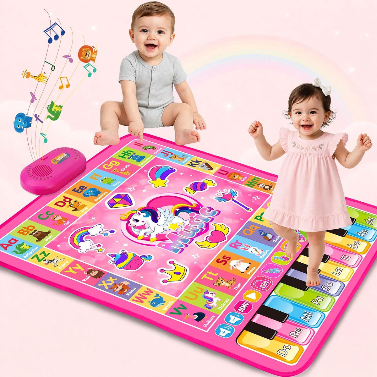 Juguetes para niñas de 1 año: 3 en 1 Alfabeto Animal Piano Music Play Mat