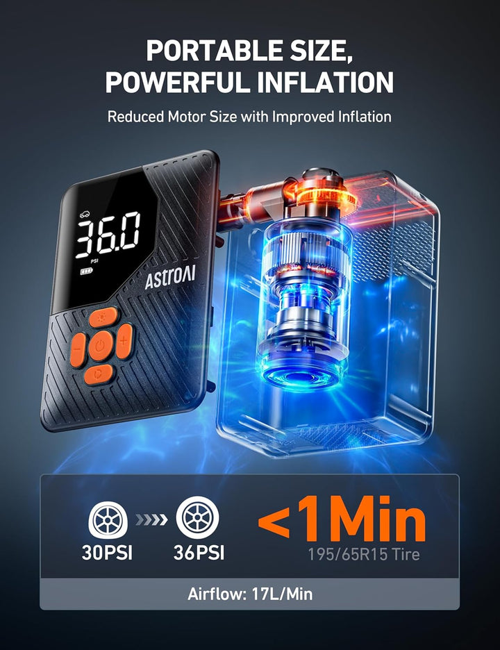 AstroAI L7 Inflador de Neumáticos Mini Compresor de Aire Portátil,...