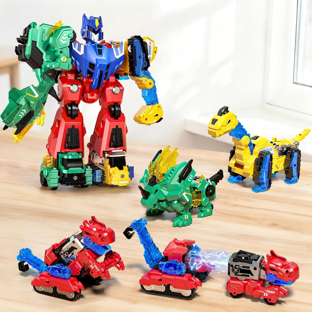 Juego de juguetes de robot transformador de dinosaurios 6 en 1 Eohemeral