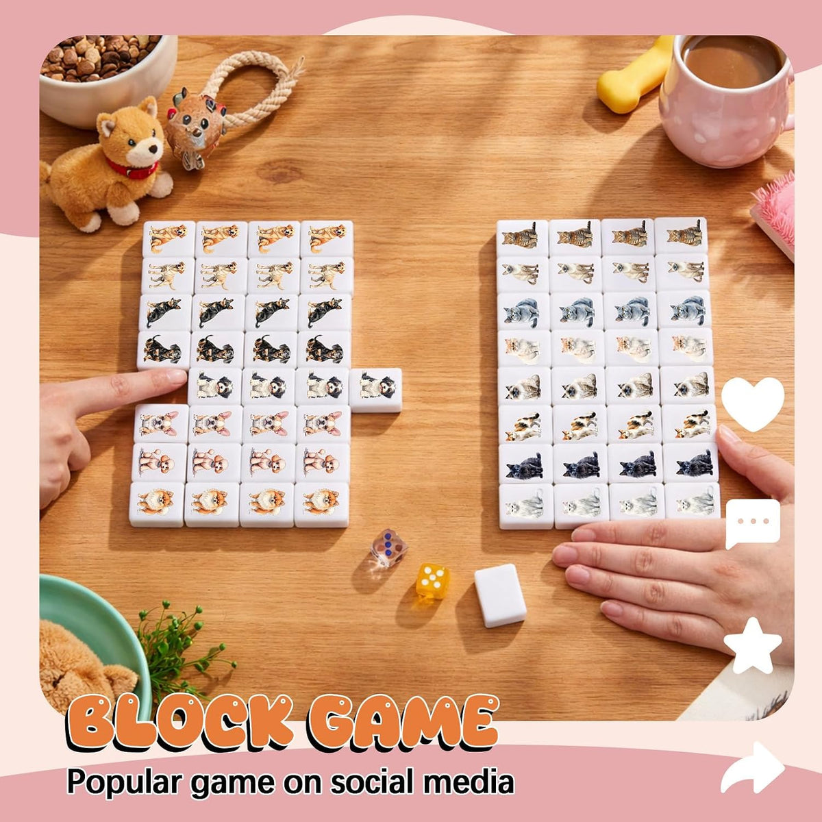 Hollowfly 2 Jugadores Mahjong Bloque Set Animales Patrón