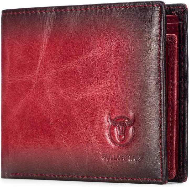 BULLCAPTAIN Carteras RFID para hombres, billetera de cuero genuino...