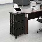 Cómoda de almacenamiento con 3 cajones, cómoda de tela, torre de almacenamiento vertical para dormitorio, armario, oficina, negro