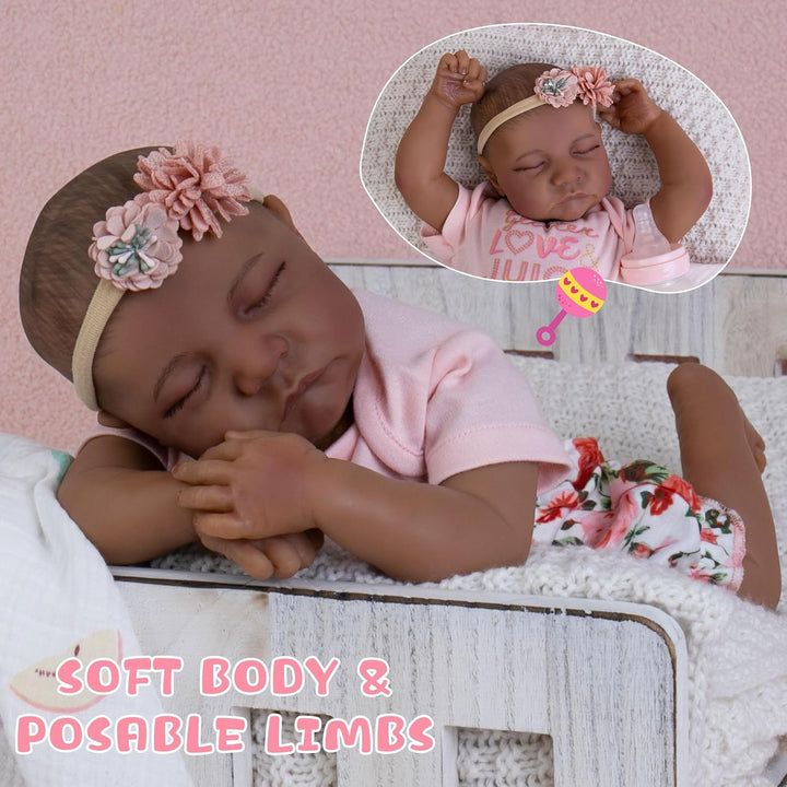 Milidool Muñecas de bebé Reborn negras realistas de 18 pulgadas, mu...
