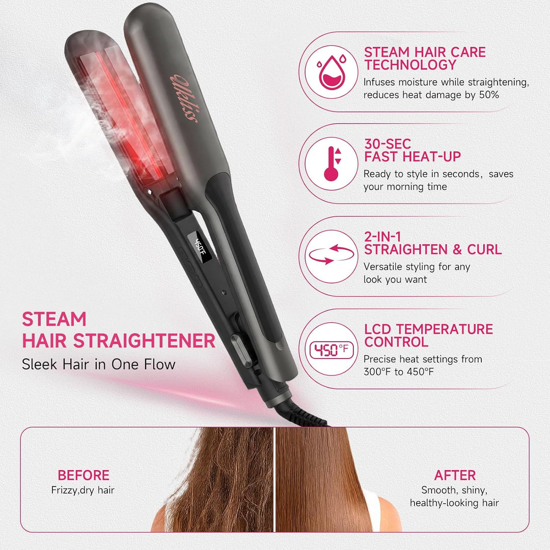 UKLISS Plancha de pelo profesional de 2 pulgadas de ancho | Vapor d...