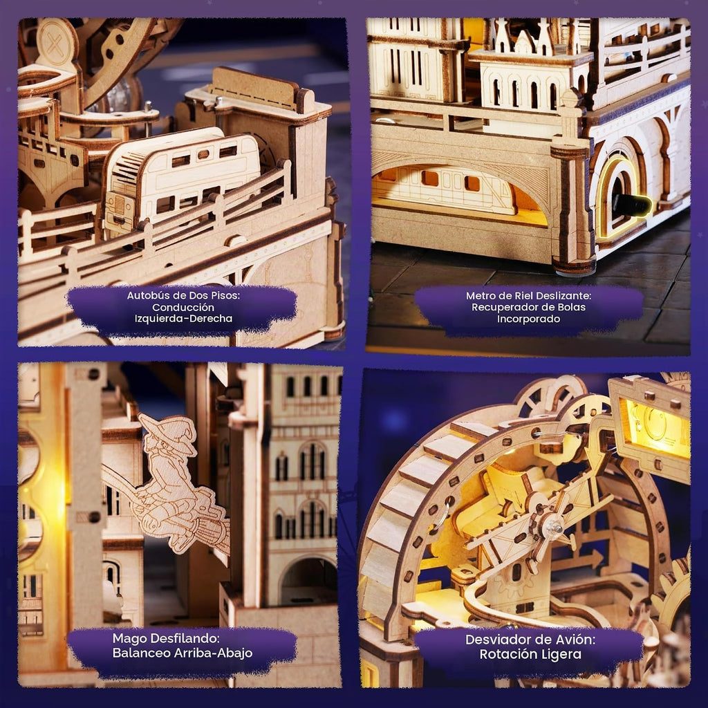 ROKR Marble Travel London, 3D Wooden Puzzles para Adults, Marble Run Kit Adults a Build, 3D Wooden Puzzle con LED, Unique Gift para Men Women