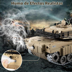 1:18 RC Tank que dispara BBS, 2.4G Metal M1A2 Abrams modelo de tanque de control remoto, juguete militar con humo, luces, sonido y retroceso, vehículo militar RC para más de 8 años