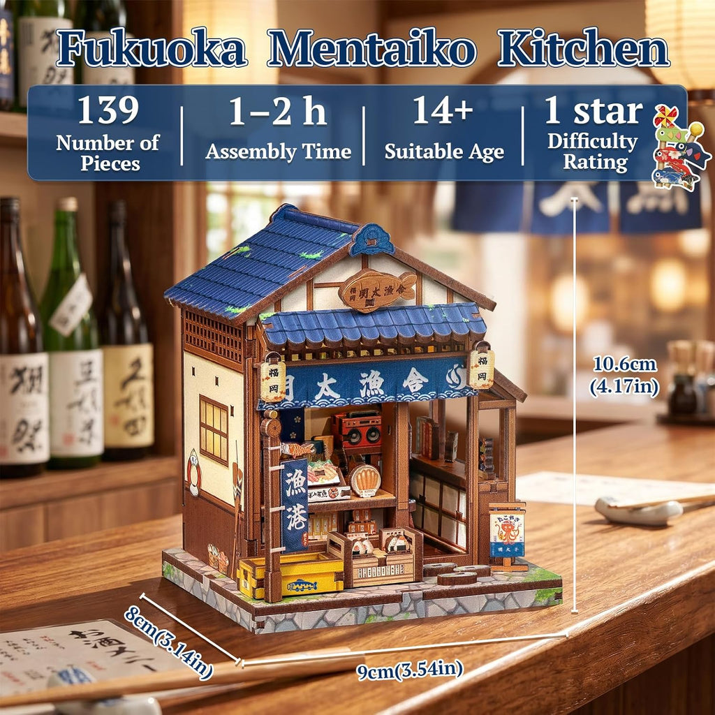 CUTEBEE Kit de rincón de libros – Kit de casa en miniatura para adultos, casa de muñecas, estantería de casa pequeña, decoración de estantería 3D rompecabezas de madera (Kanmi-dokoro Kurihara y