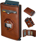 Billetera para Airtag para hombre, con bolsillo para efectivo, 2 ventanas de identificación, más de 10 tarjetas, funda de metal inteligente, delgada, con cierre magnético, bloqueo RFID