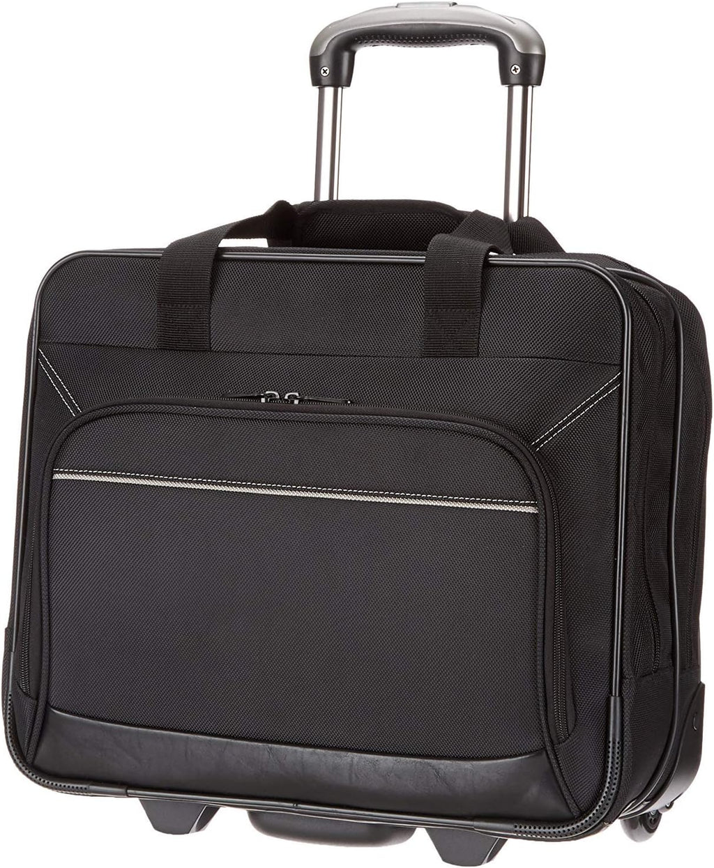 Amazon Basics Bolsa para portátil con ruedas de 15.6 pulgadas para viajes y negocios, maletín con ruedas, asa de bloqueo ajustable, color negro