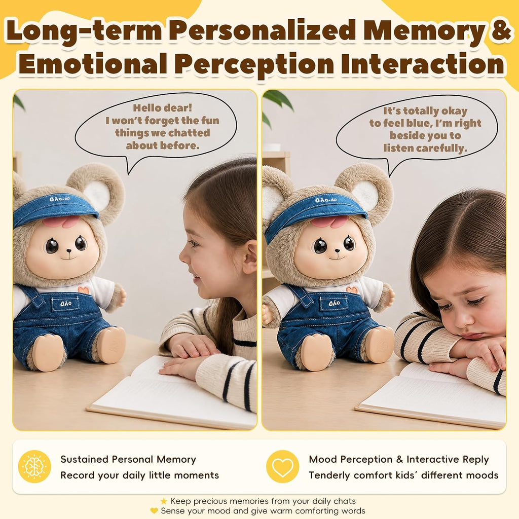Juguetes interactivos de IA para niños, compañero de IA que habla, juguete de peluche inteligente, juguete de comodidad emocional de 11.8 pulgadas con memoria, no necesita aplicación