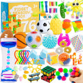 76 piezas Juego de juguetes sensoriales para aliviar el estrés, paquete antiansiedad, juguetes sensoriales para niños y adultos, paquetes de juguetes para manos inquietas con mochi esponjoso, bola