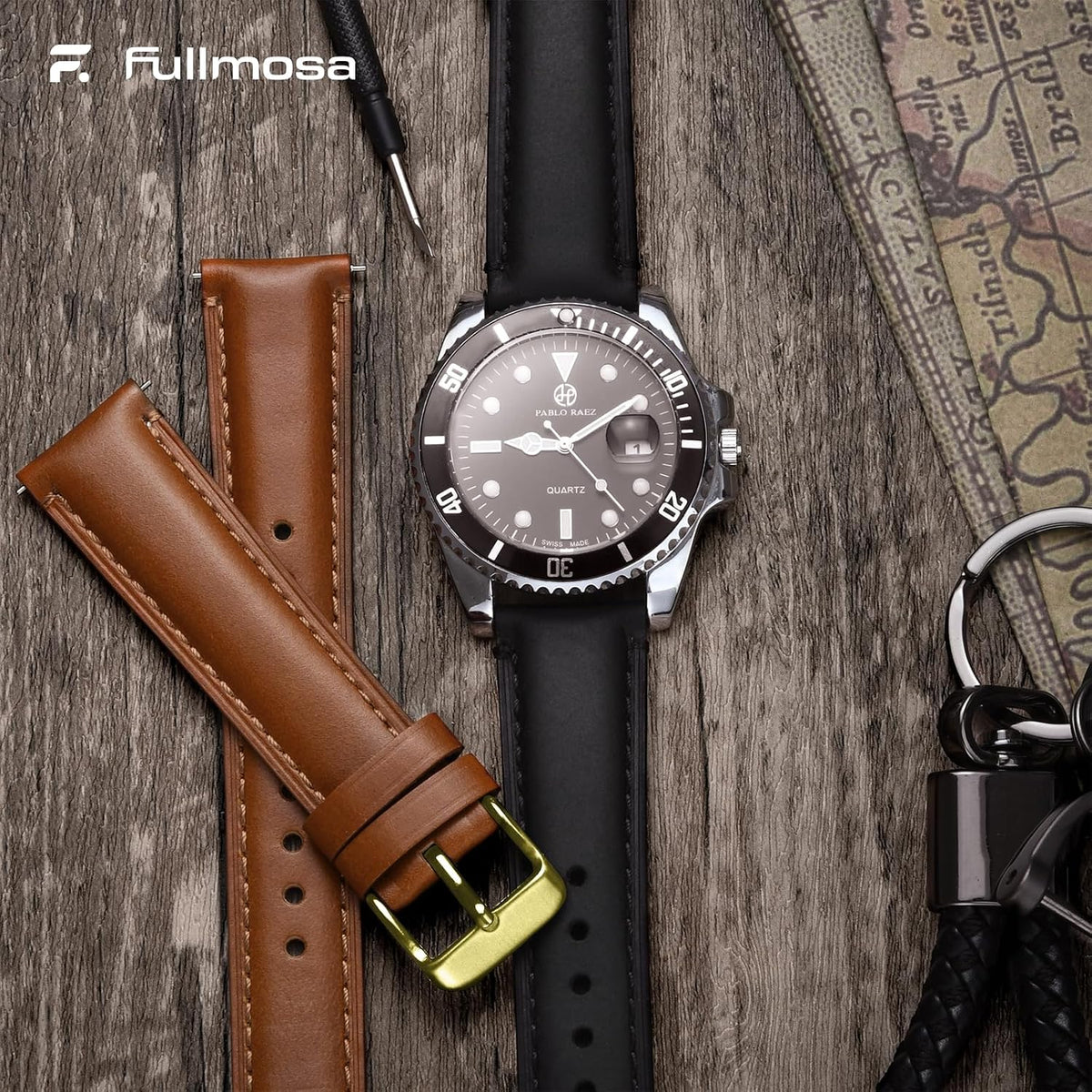 Fullmosa - Correas de reloj de piel de liberación rápida de 0.866 in para