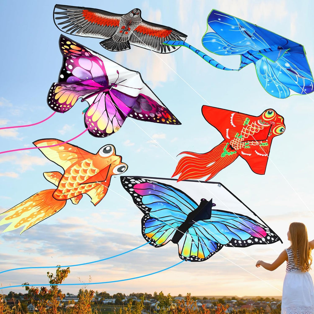 6 piezas de cometa grande para niños y adultos, juegos al aire libre