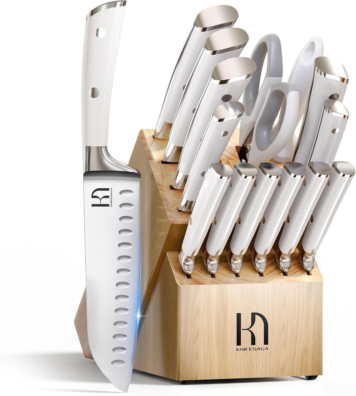 KnifeSaga - Juego de cuchillos de cocina japoneses de 15 piezas, profesional, afilado