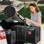 Paquete de 6 bolsas de mudanza con cremallera lateral completamente abierta, extra grandes de 93 L, resistentes al agua, plegables para almacenamiento para dormitorio universitario, mudanza y organización del hogar, color negro