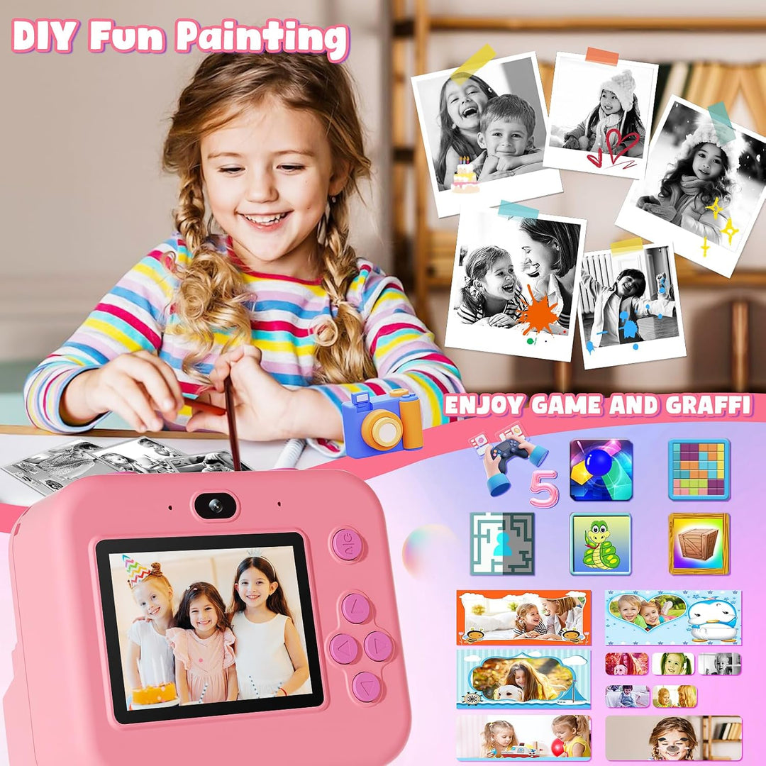 Cámara para niños con impresión instantánea, cámara digital de vide...