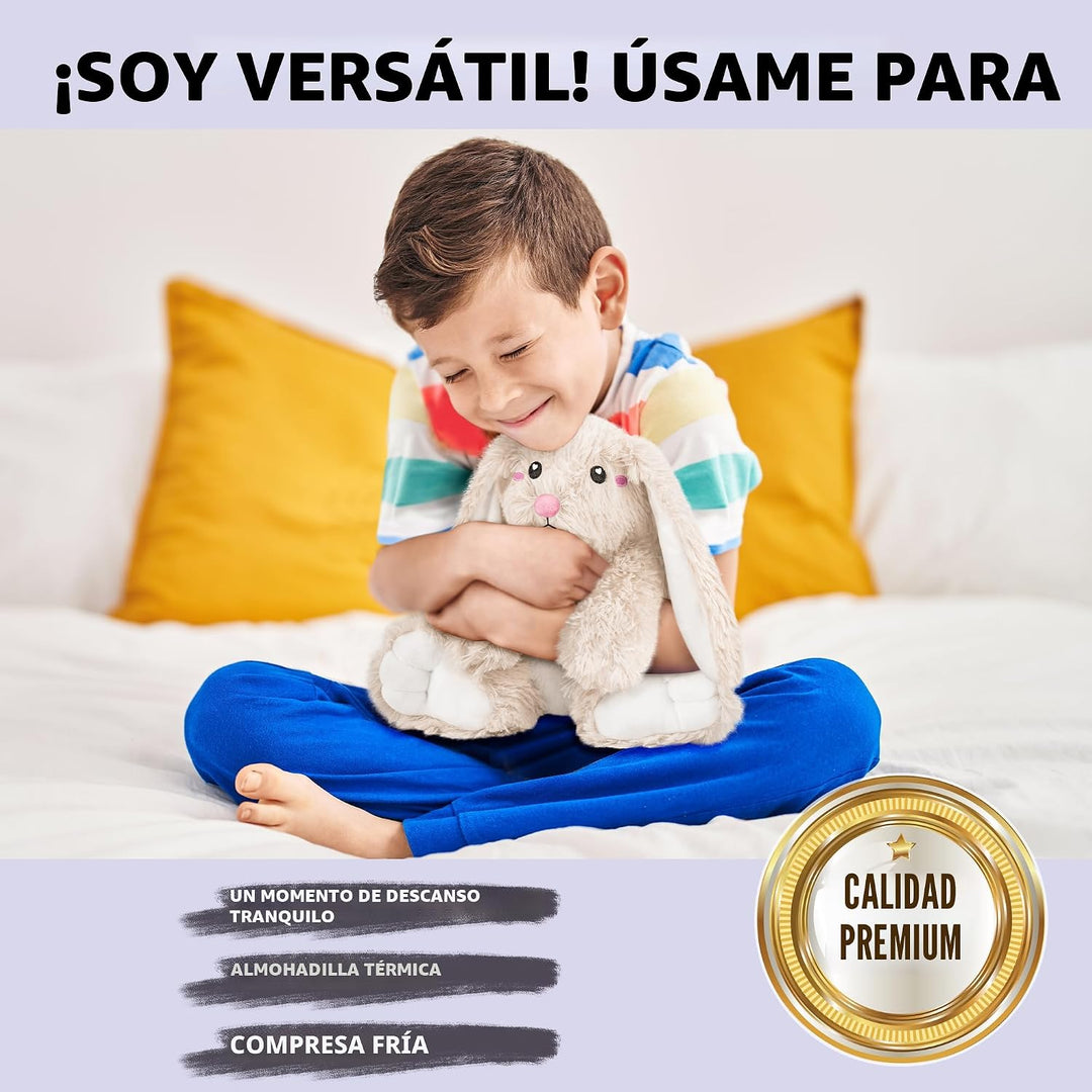 Happy Fuel - Peluche de conejo para microondas, almohadilla térmica...