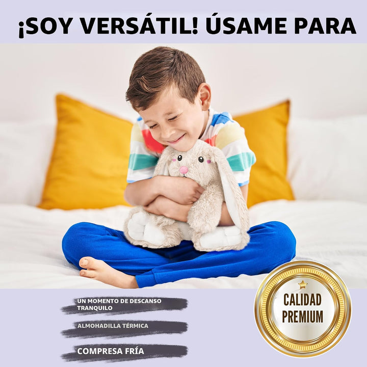 Happy Fuel - Peluche de conejo para microondas, almohadilla térmica...