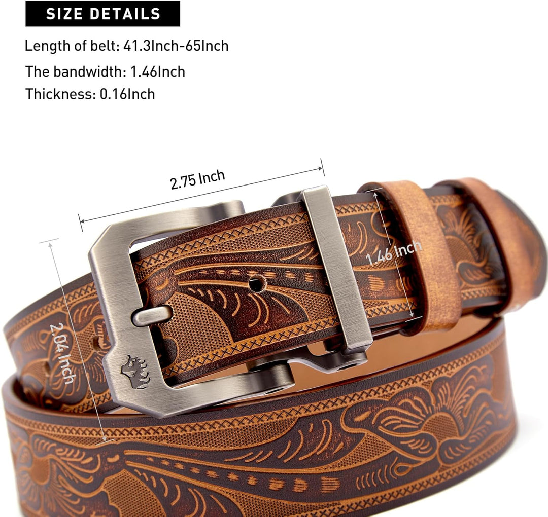 BISON DENIM Cinturones de cuero para hombre, cinturones de vestir d...