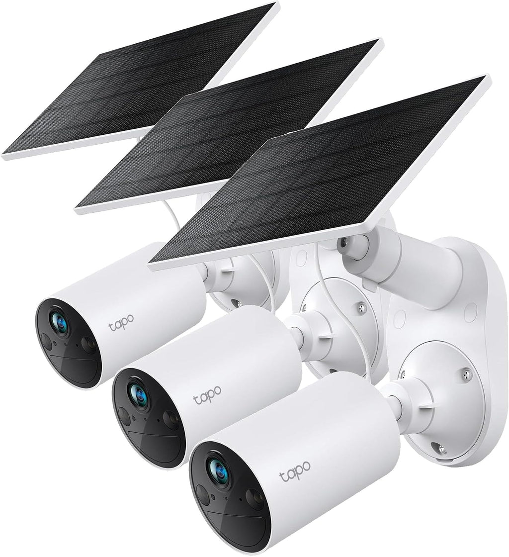 Tapo SolarCam - Cámara de seguridad inalámbrica de 1080p para exteriores, Blanco, 3-Pack