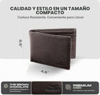 Cartera plegable de cuero para hombre con bloqueo RFID y ventana