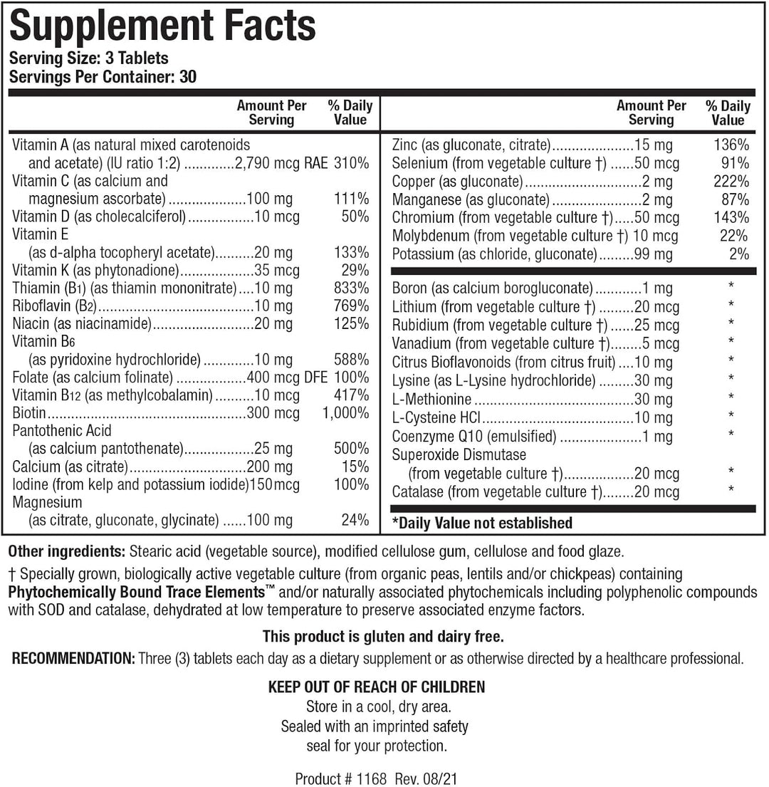 Biotics Research Bio Multi Plus Multivitamínico sin hierro, mineral...